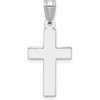 14K White Gold Cross Pendant with Polished Rhodium Finish - 26mm Length by Oro Pregiato