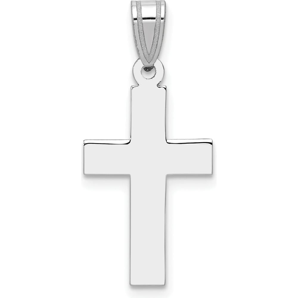 14K White Gold Cross Pendant with Polished Rhodium Finish - 26mm Length by Oro Pregiato