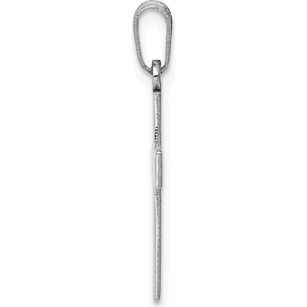 14K White Gold Cross Pendant with Polished Rhodium Finish - 26mm Length by Oro Pregiato