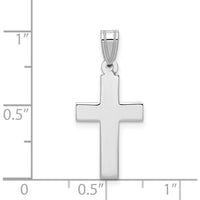 14K White Gold Cross Pendant with Polished Rhodium Finish - 26mm Length by Oro Pregiato