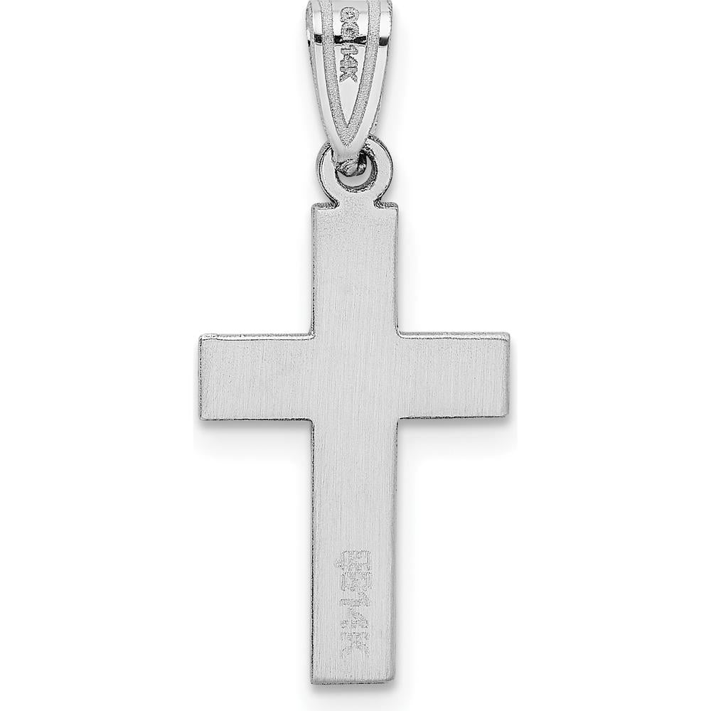 14K White Gold Cross Pendant with Polished Rhodium Finish - 26mm Length by Oro Pregiato