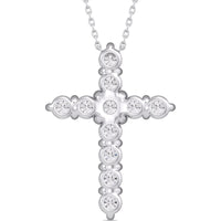 14K White Gold Cross Pendant with Prong-Set Round Diamonds - 3.79 Carat Total Diamond Weight by Auriventus