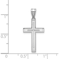 14K White Gold Cross Pendant with Rhodium Plating - 29mm Length by Oro Pregiato