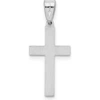 14K White Gold Cross Pendant with Rhodium Plating - 29mm Length by Oro Pregiato