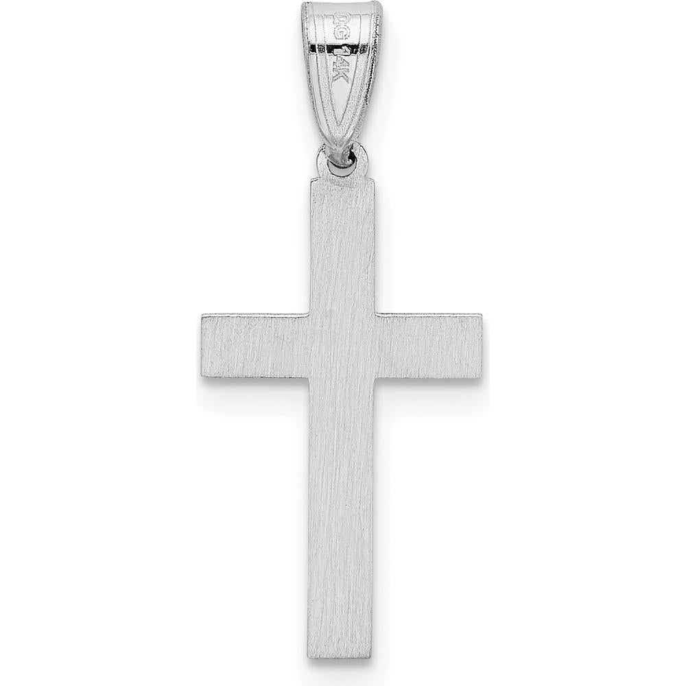 14K White Gold Cross Pendant with Rhodium Plating - 29mm Length by Oro Pregiato