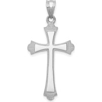 14K White Gold Cross Pendant with Rhodium Plating - Elegant Religious Jewelry Piece by Oro Pregiato