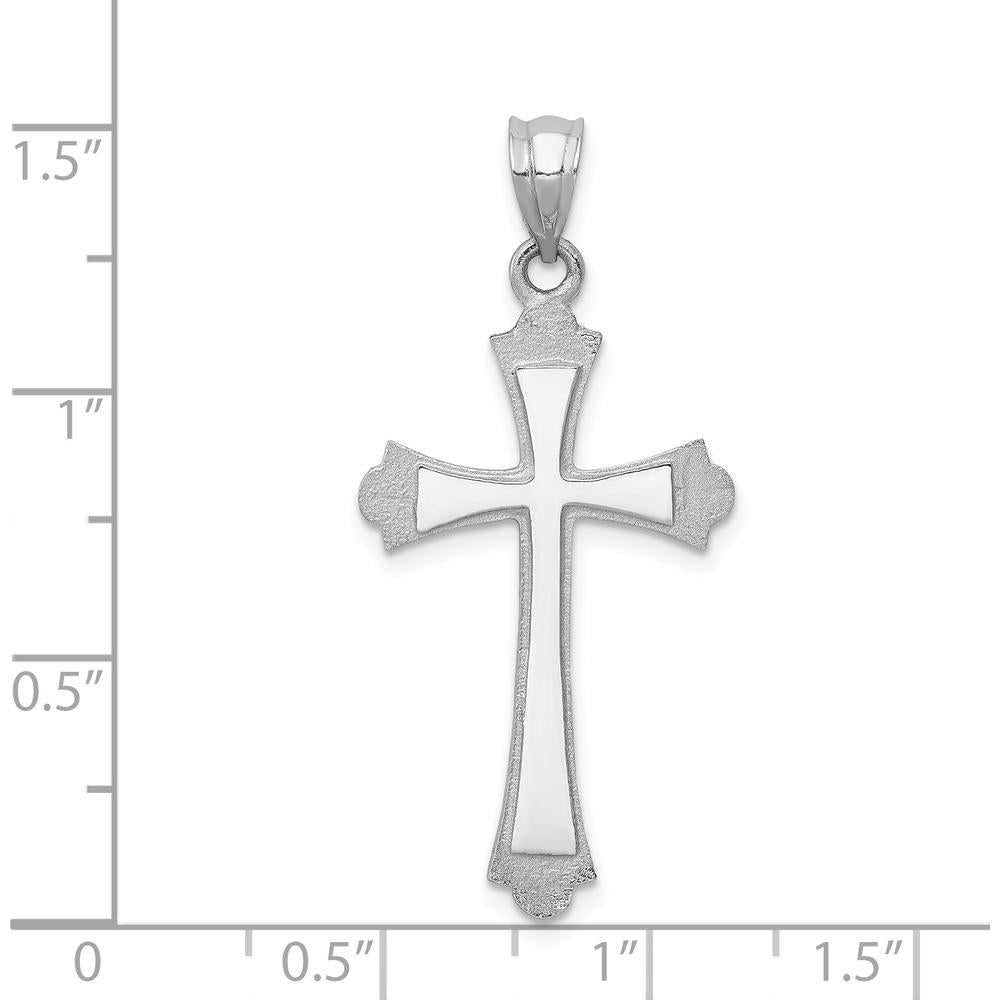14K White Gold Cross Pendant with Rhodium Plating - Elegant Religious Jewelry Piece by Oro Pregiato