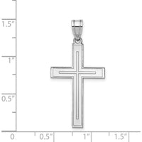 14K White Gold Cross Pendant with Rhodium Plating - Polished Finish by Oro Pregiato