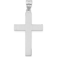 14K White Gold Cross Pendant with Rhodium Plating - Polished Finish by Oro Pregiato