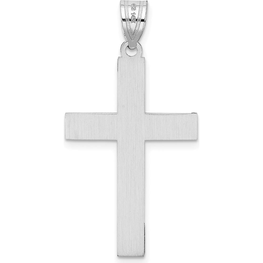 14K White Gold Cross Pendant with Rhodium Plating - Polished Finish by Oro Pregiato