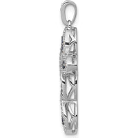 14K White Gold Cross Pendant with Round Blue and White Diamonds - 0.23 Carat Total Diamond Weight by Monteluci Fine Jewelry