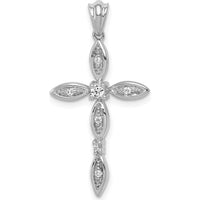 14K White Gold Cross Pendant with Round Diamonds - 0.10 Carat Total Diamond Weight by Monteluci Fine Jewelry