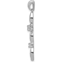 14K White Gold Cross Pendant with Round Diamonds - 0.10 Carat Total Diamond Weight by Monteluci Fine Jewelry