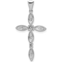 14K White Gold Cross Pendant with Round Diamonds - 0.10 Carat Total Diamond Weight by Monteluci Fine Jewelry