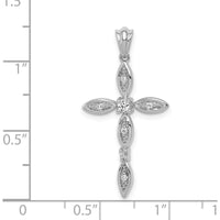 14K White Gold Cross Pendant with Round Diamonds - 0.10 Carat Total Diamond Weight by Monteluci Fine Jewelry