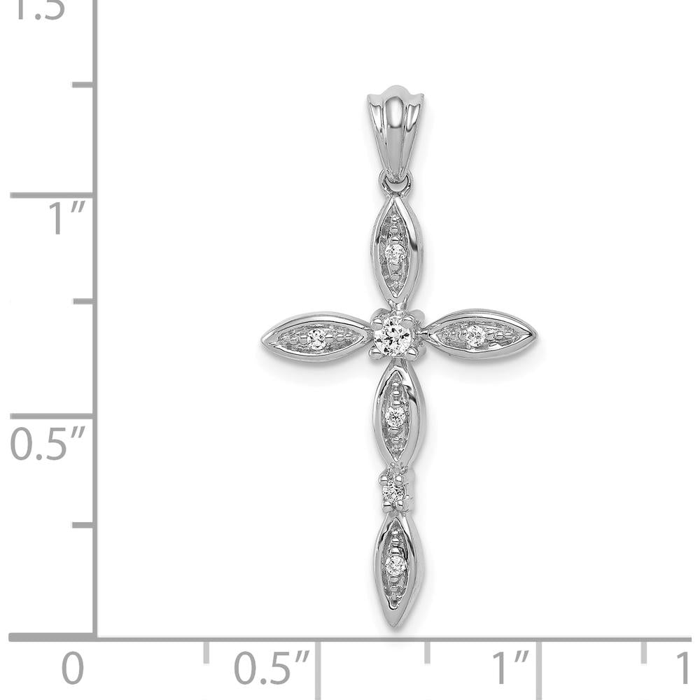 14K White Gold Cross Pendant with Round Diamonds - 0.10 Carat Total Diamond Weight by Monteluci Fine Jewelry