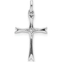 14K White Gold Cross Pendant with Round Natural Diamonds - 0.07 Carat Total Diamond Weight by Monteluci Fine Jewelry