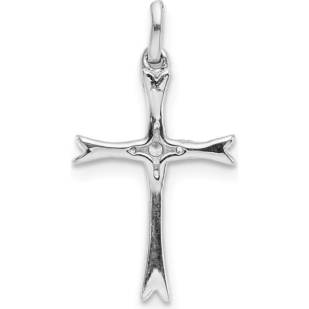14K White Gold Cross Pendant with Round Natural Diamonds - 0.07 Carat Total Diamond Weight by Monteluci Fine Jewelry