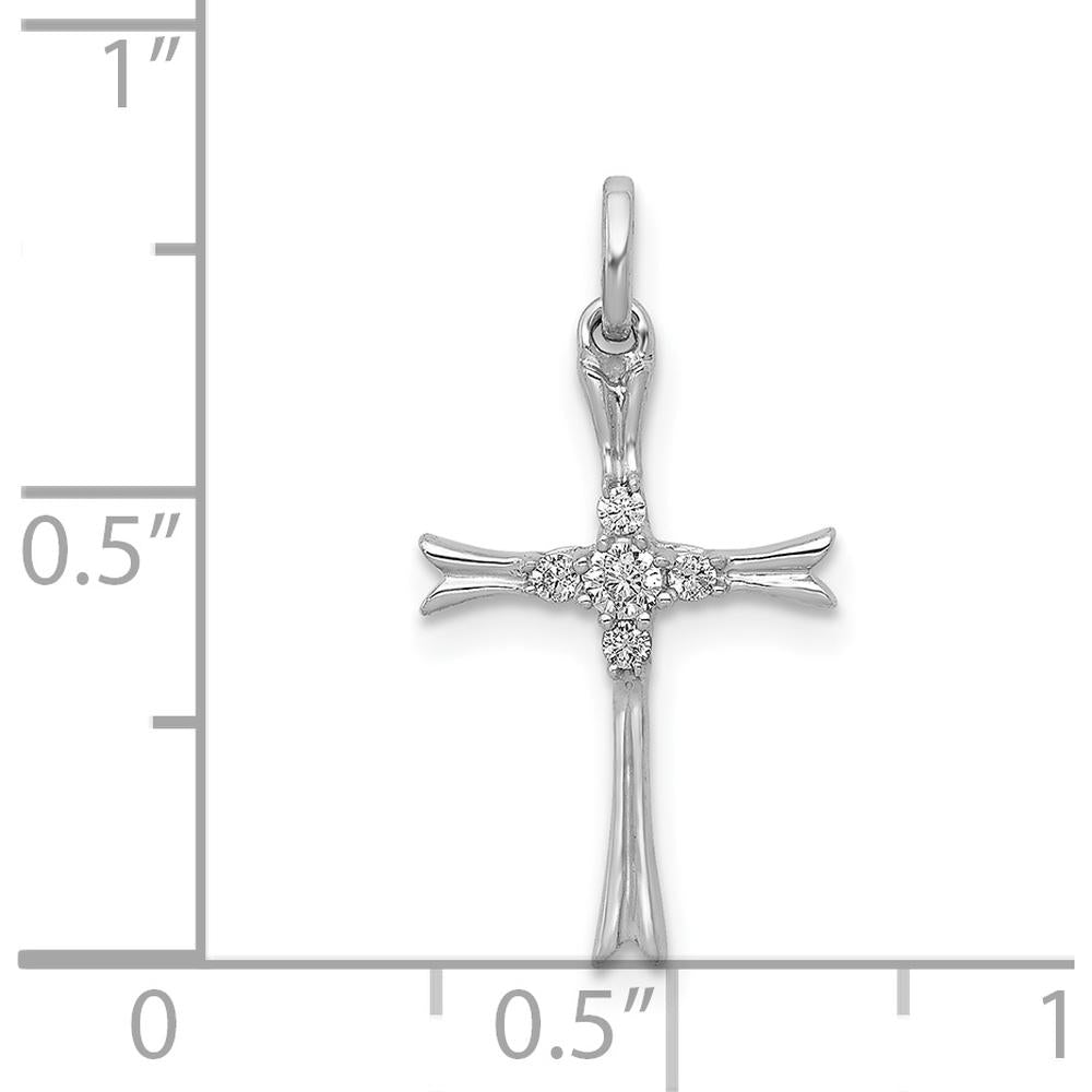 14K White Gold Cross Pendant with Round Natural Diamonds - 0.07 Carat Total Diamond Weight by Monteluci Fine Jewelry