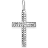 14K White Gold Cross Pendant with Round Natural Diamonds - 0.16 Carat Total Diamond Weight by Monteluci Fine Jewelry