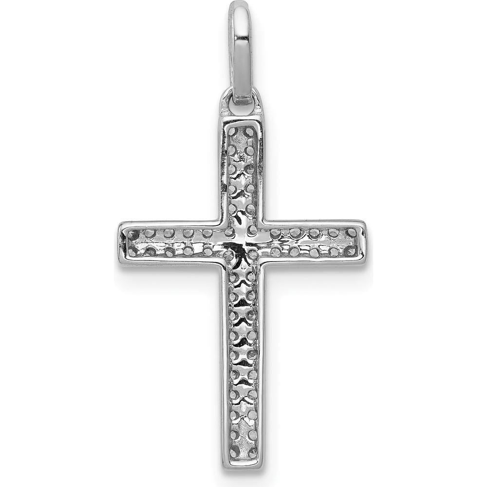 14K White Gold Cross Pendant with Round Natural Diamonds - 0.16 Carat Total Diamond Weight by Monteluci Fine Jewelry