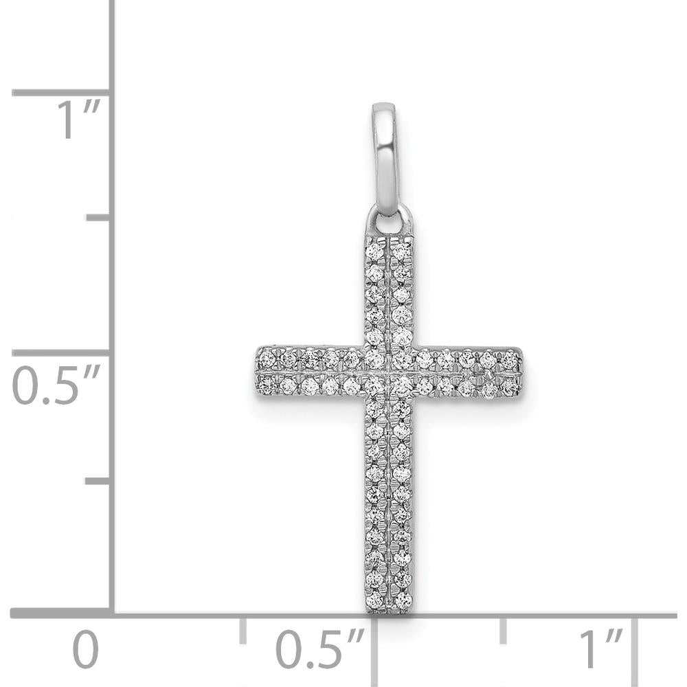 14K White Gold Cross Pendant with Round Natural Diamonds - 0.16 Carat Total Diamond Weight by Monteluci Fine Jewelry