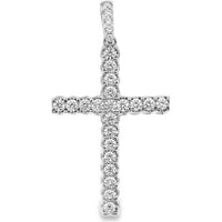 14K White Gold Cross Pendant with Shared-Prong Set Round Diamonds - 3.28 Carat Total Diamond Weight by Auriventus