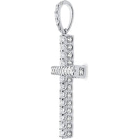14K White Gold Cross Pendant with Shared-Prong Set Round Diamonds - 3.28 Carat Total Diamond Weight by Auriventus