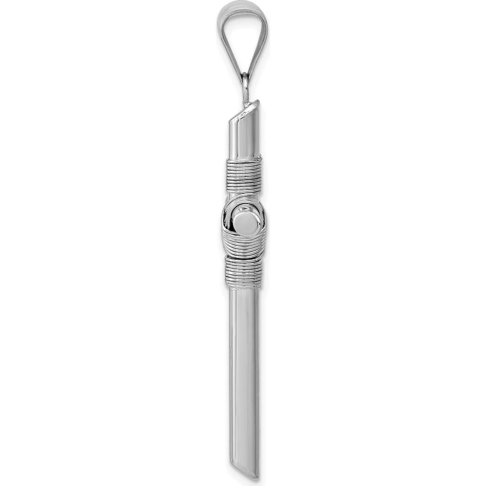 14K White Gold Cross Pendant with Tube Wrap Design and Rhodium Plating - 44.09mm Long by Oro Pregiato