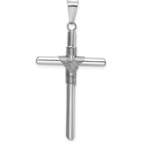 14K White Gold Cross Pendant with Tube Wrap Design and Rhodium Plating - 44.09mm Long by Oro Pregiato