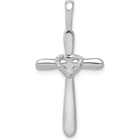 14K White Gold Cross with Diamond Heart Pendant - 1/10 Carat Total Diamond Weight by Monteluci Fine Jewelry