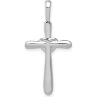 14K White Gold Cross with Diamond Heart Pendant - 1/10 Carat Total Diamond Weight by Monteluci Fine Jewelry