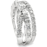 14K White Gold Crossover Anniversary Band with Round and Emerald Cut Diamonds - 1.62 Carat Total Diamond Weight by Auriventus