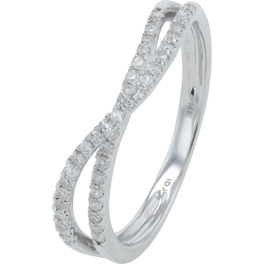 14K White Gold Crossover Diamond Ring with 0.20 Total Carat Weight