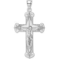 14K White Gold Crucifix Charm with Textured Finish - 50.65mm Length by Oro Pregiato