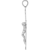14K White Gold Crucifix Charm with Textured Finish - 50.65mm Length by Oro Pregiato