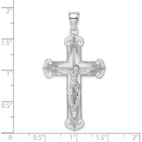 14K White Gold Crucifix Charm with Textured Finish - 50.65mm Length by Oro Pregiato