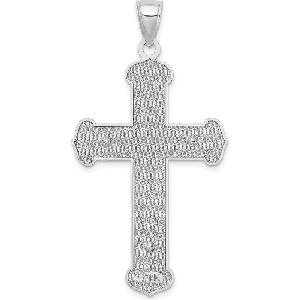 14K White Gold Crucifix Charm with Textured Finish - 50.65mm Length by Oro Pregiato
