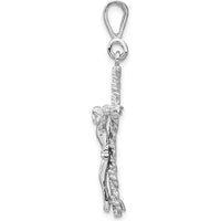 14K White Gold Crucifix Charm with Textured Finish and Rhodium Plating by Oro Pregiato