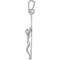 14K White Gold Crucifix Pendant - Rhodium Plated, 44mm Length, Solid Cast Design by Oro Pregiato