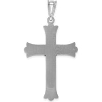 14K White Gold Crucifix Pendant with Diamond-Cut Texture - 50mm Length by Oro Pregiato