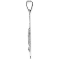 14K White Gold Crucifix Pendant with Diamond-Cut Texture - Spiritual Faith Jewelry by Oro Pregiato