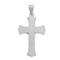 14K White Gold Crucifix Pendant with Diamond-Cut Texture - Spiritual Faith Jewelry by Oro Pregiato