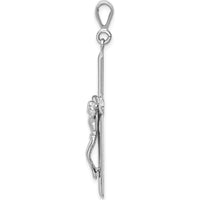 14K White Gold Crucifix Pendant with Polished Finish and Rhodium Plating by Oro Pregiato