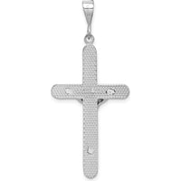 14K White Gold Crucifix Pendant with Polished Finish and Rhodium Plating by Oro Pregiato