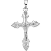 14K White Gold Crucifix Pendant with Rhodium Plating - 67mm Length by Oro Pregiato