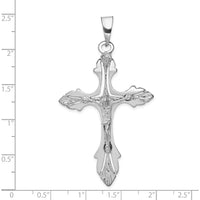 14K White Gold Crucifix Pendant with Rhodium Plating - 67mm Length by Oro Pregiato