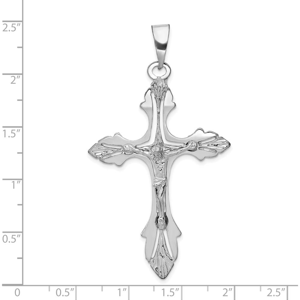 14K White Gold Crucifix Pendant with Rhodium Plating - 67mm Length by Oro Pregiato
