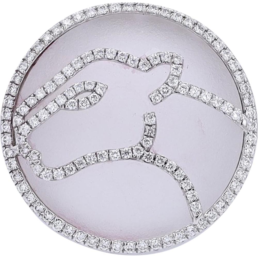 14K White Gold Crystal Panther Ring with 0.41 Carats Diamond Accents - 10.90 Carats Total Crystal Weight