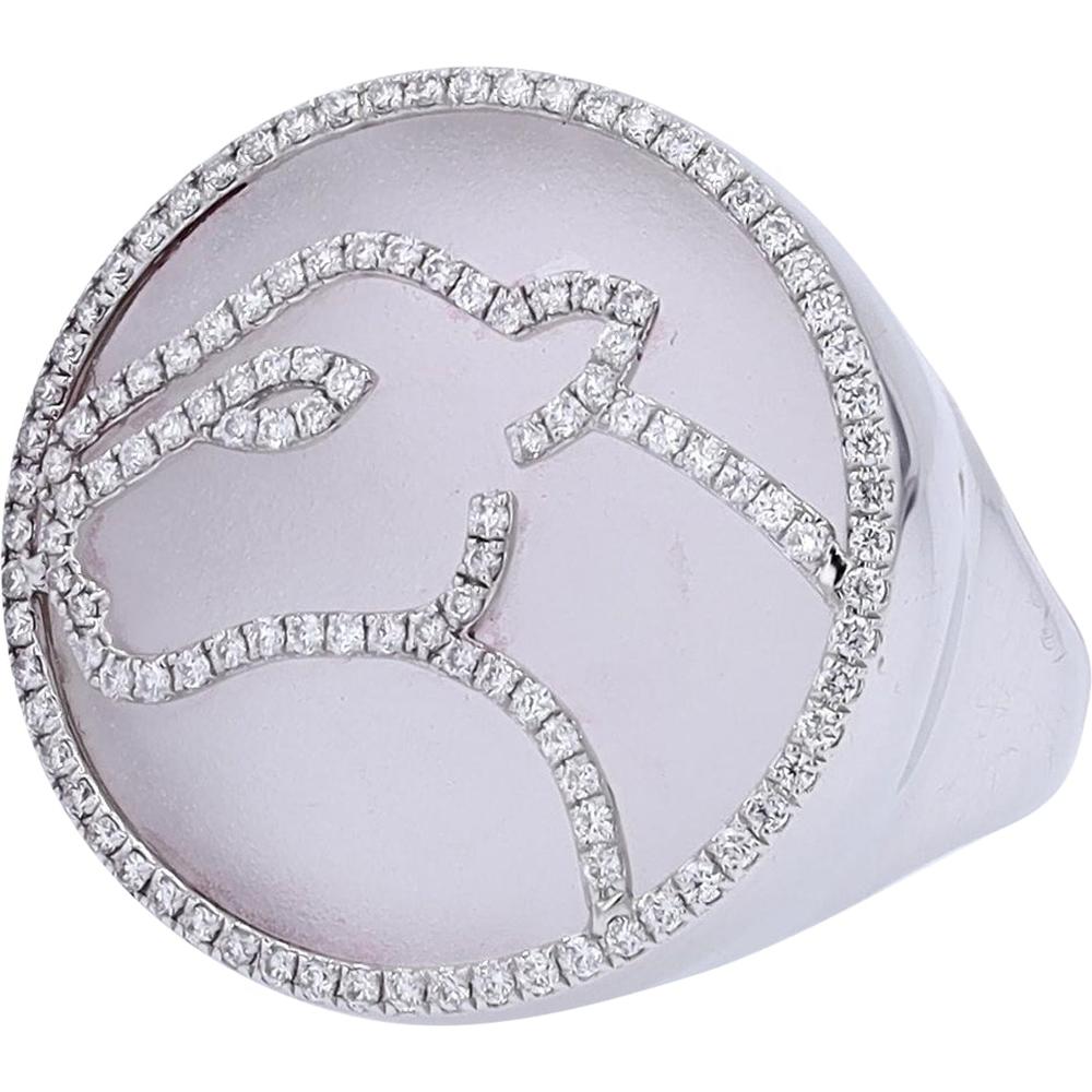 14K White Gold Crystal Panther Ring with 0.41 Carats Diamond Accents - 10.90 Carats Total Crystal Weight